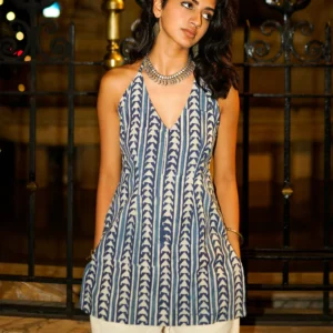 Dabu halter neck corset kurti